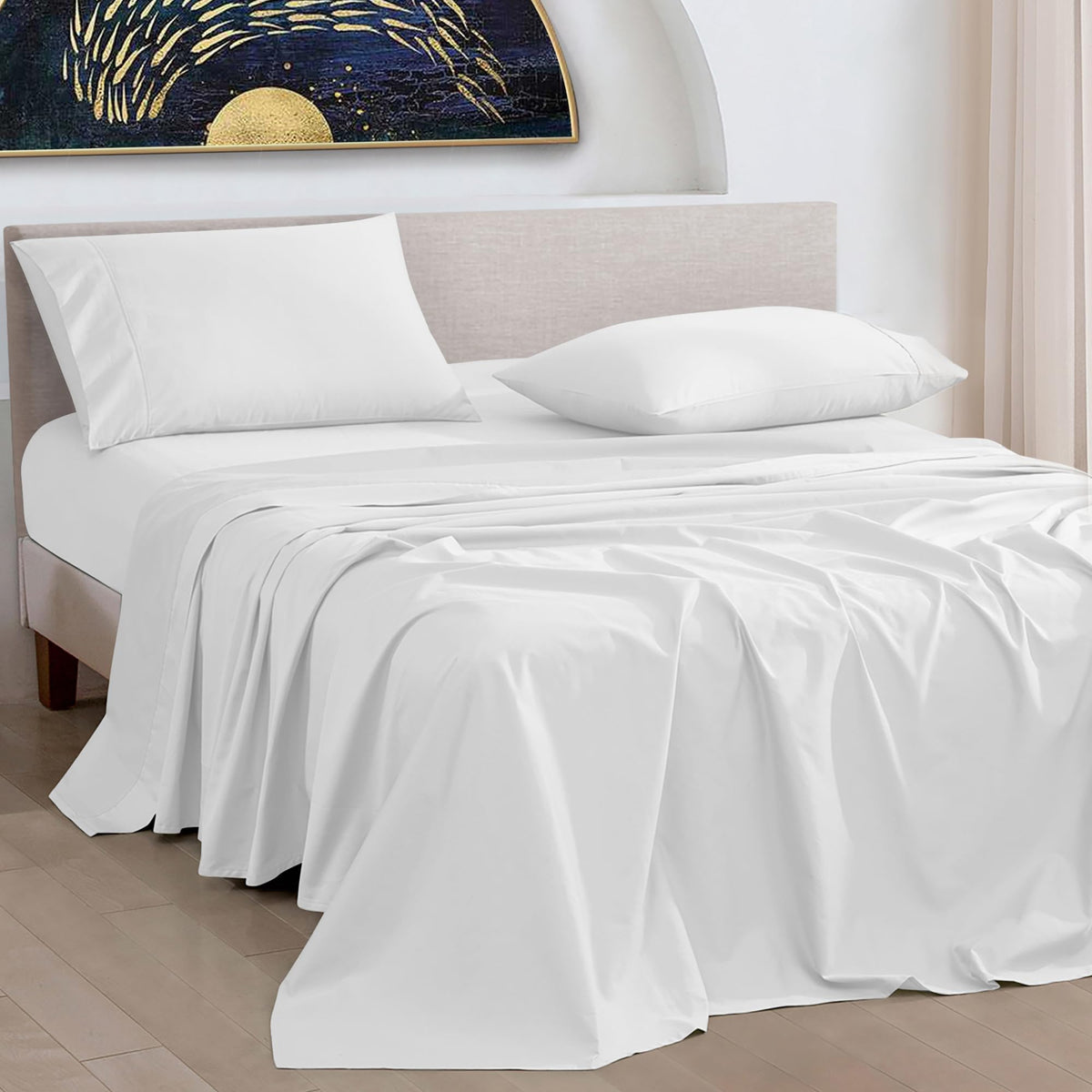 URBANHUT 1000 Thread Count Egyptian Cotton Sheets California King Size, Long Staple Soft & Breathable, 4 Pc Bed Sheet Sets, Luxu