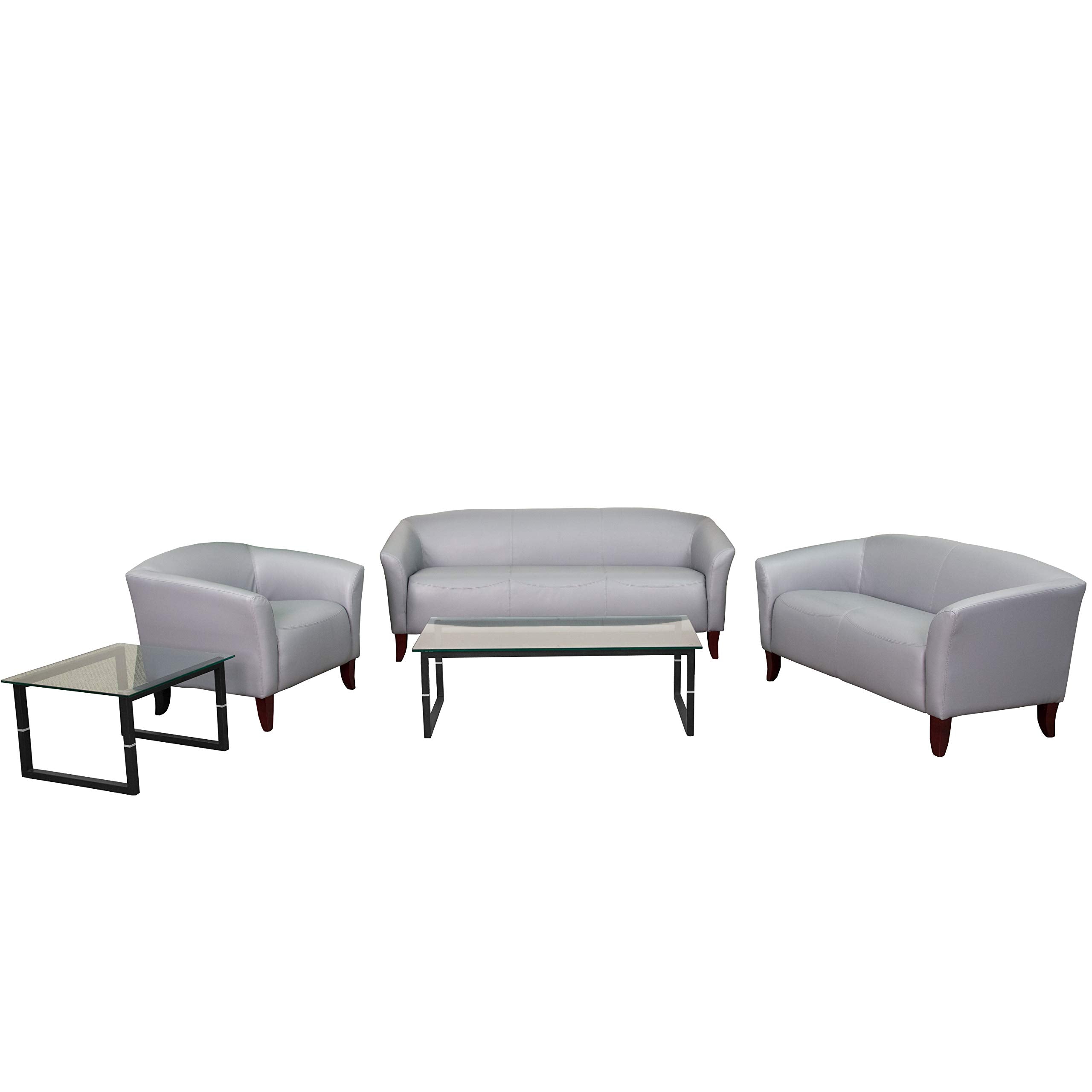 Flash Furniture Hercules Imperial Series Reception Set In Gray Leathersoft