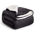 Ir Imperial Rooms Sherpa Fleece Throw Blanket Twin Size For Couch - Thick And Warm Fluffy Black Blankets For Winter, Soft And Fu