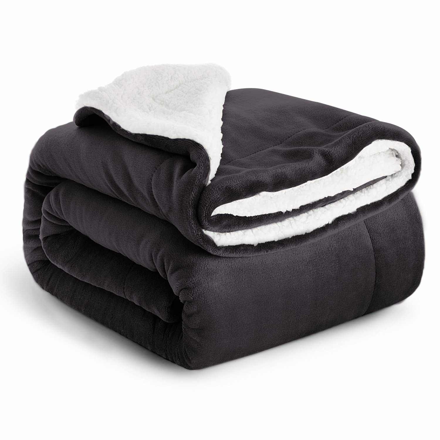 Ir Imperial Rooms Sherpa Fleece Throw Blanket Twin Size For Couch - Thick And Warm Fluffy Black Blankets For Winter, Soft And Fu
