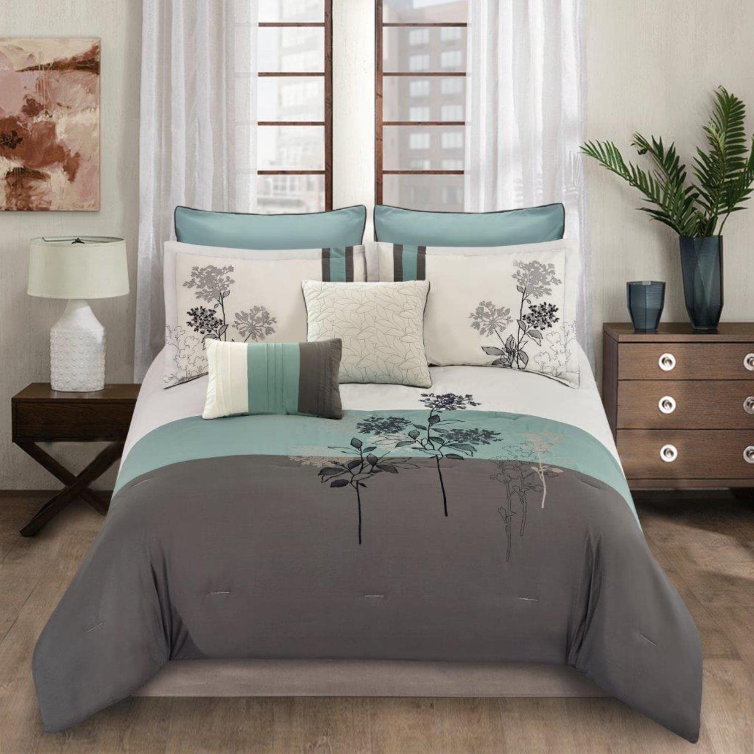 Riverbrook Home Emilie Comforter Set, King, Blue/Gray/Ivory 8