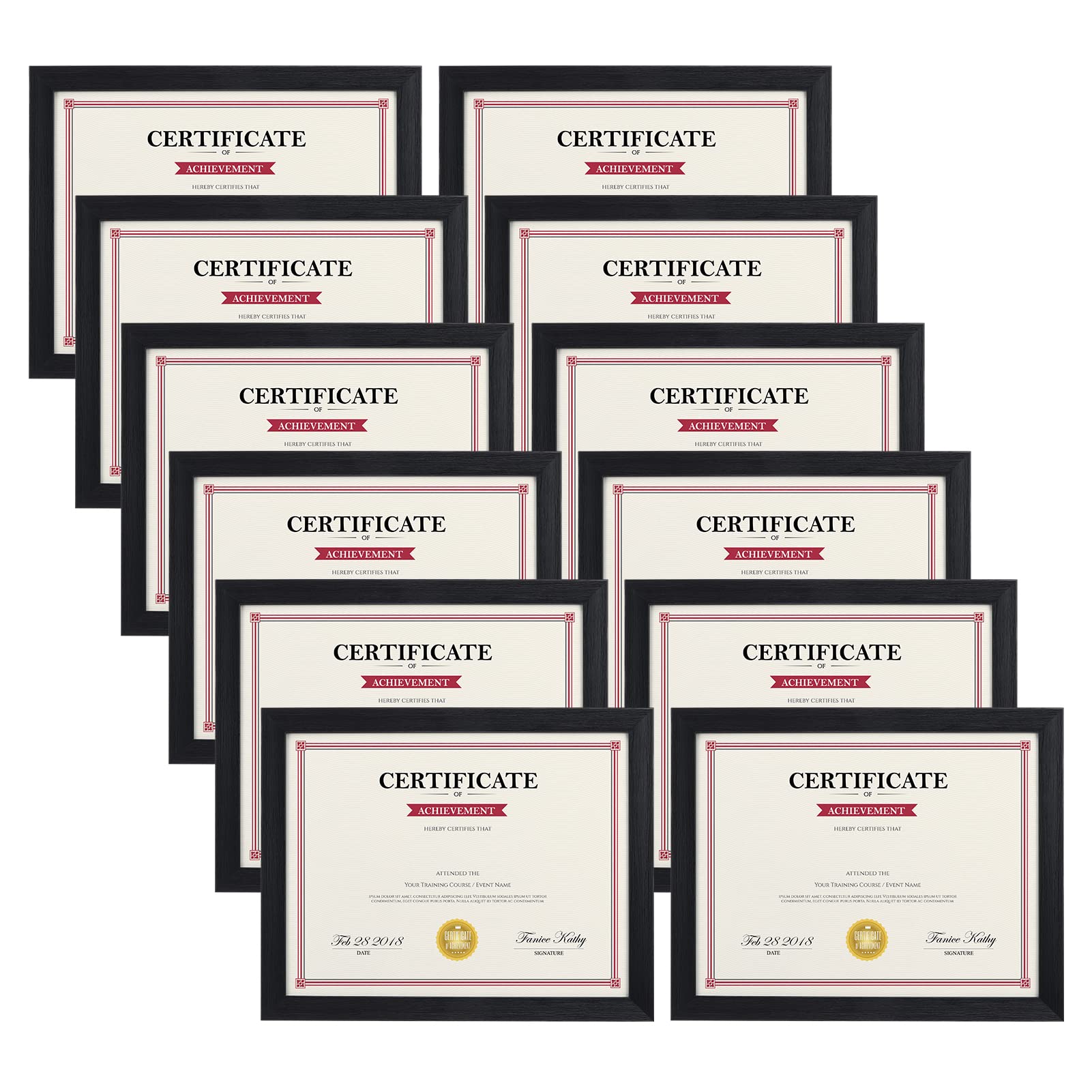 Giftgarden Black 8.5x11 Picture Frame Set of 12, Multi 8.5 x 11 Frames Bulk for Award Certificate Document Diploma, Wall or Tabl