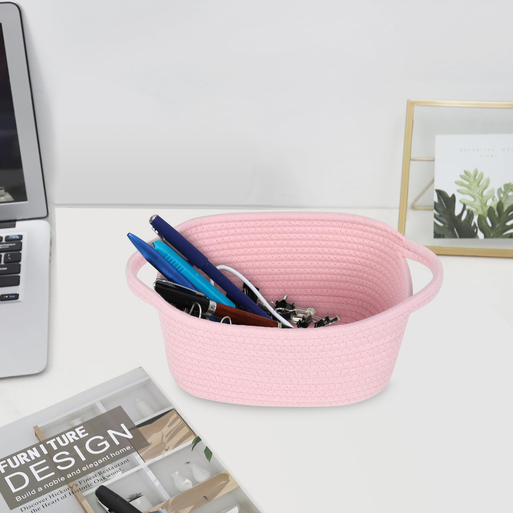 Abenkle Small Storage Basket, Mini Baby Basket, Cute Tiny Cotton Rope Woven Basket,Shelf Basket, Boho Decorative Toy Dog Cat Bas