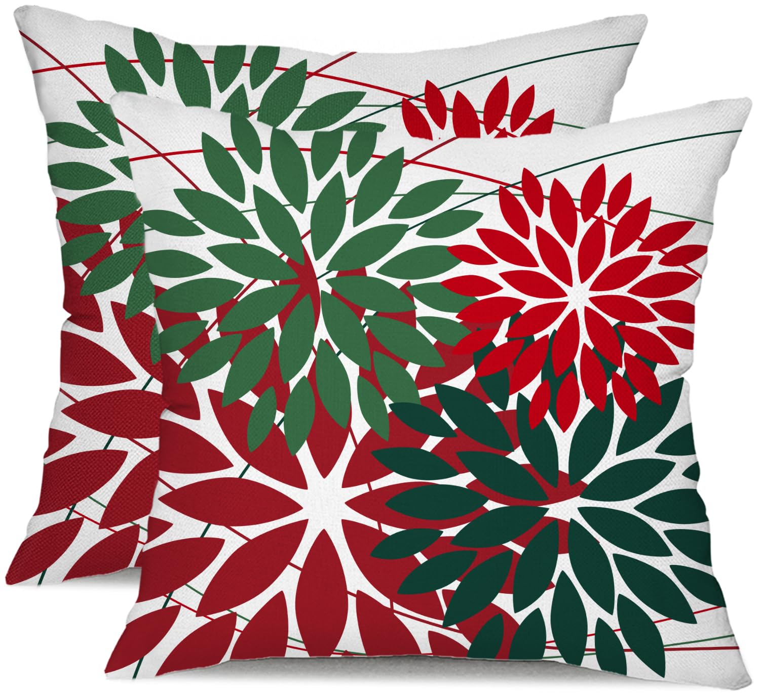 Dfxsz Outdoor Pillow Covers 18X18 Inch Set Of 2 Red Green Flower Decorative Waterproof Summer Outdoor Pillow Covers Valentines P