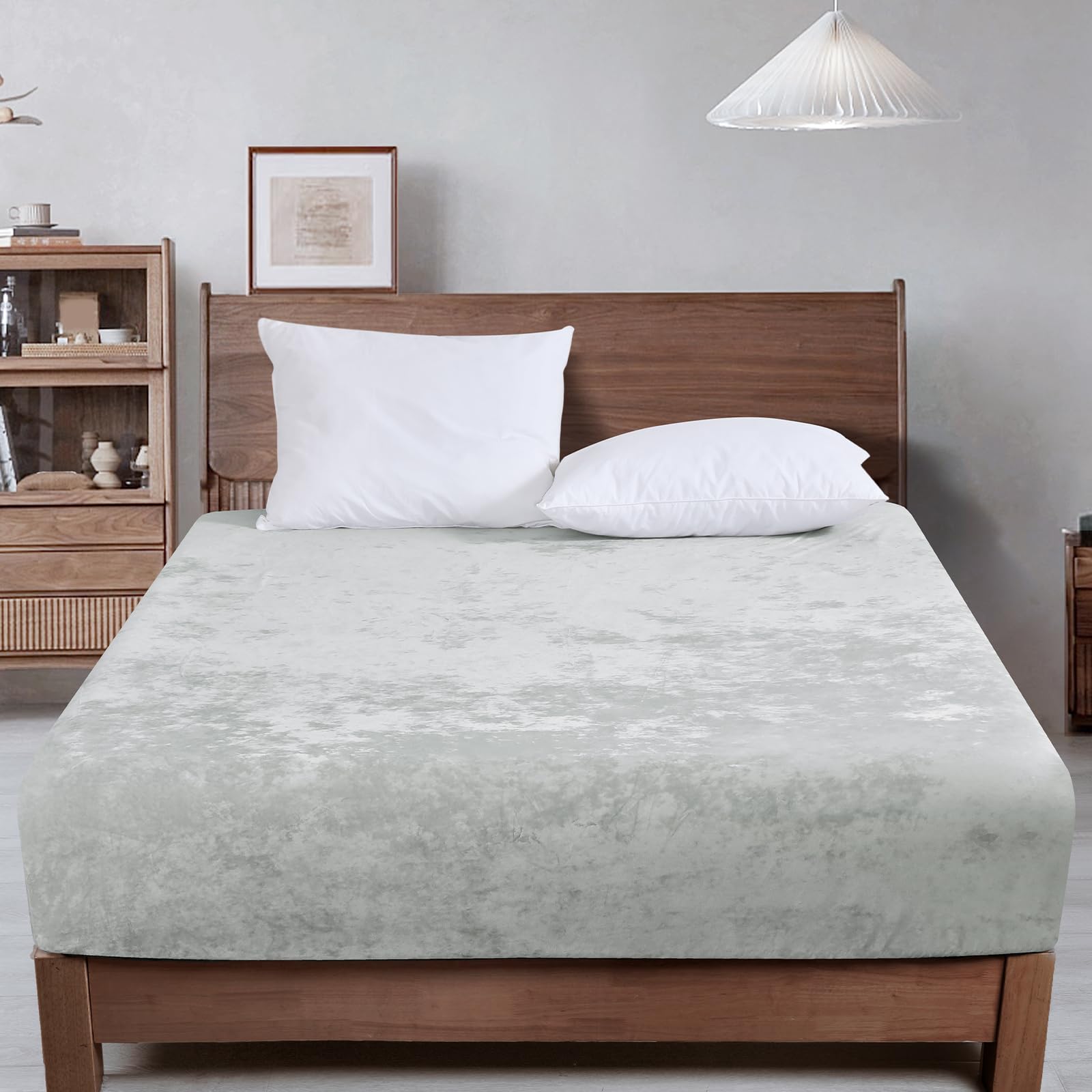 Phf Truly Velvet Fitted Sheet Only Queen Size, Luxury Super Soft Cozy Comfy Fleece Bottom With 15' Deep Pocket, Suitable For Fa