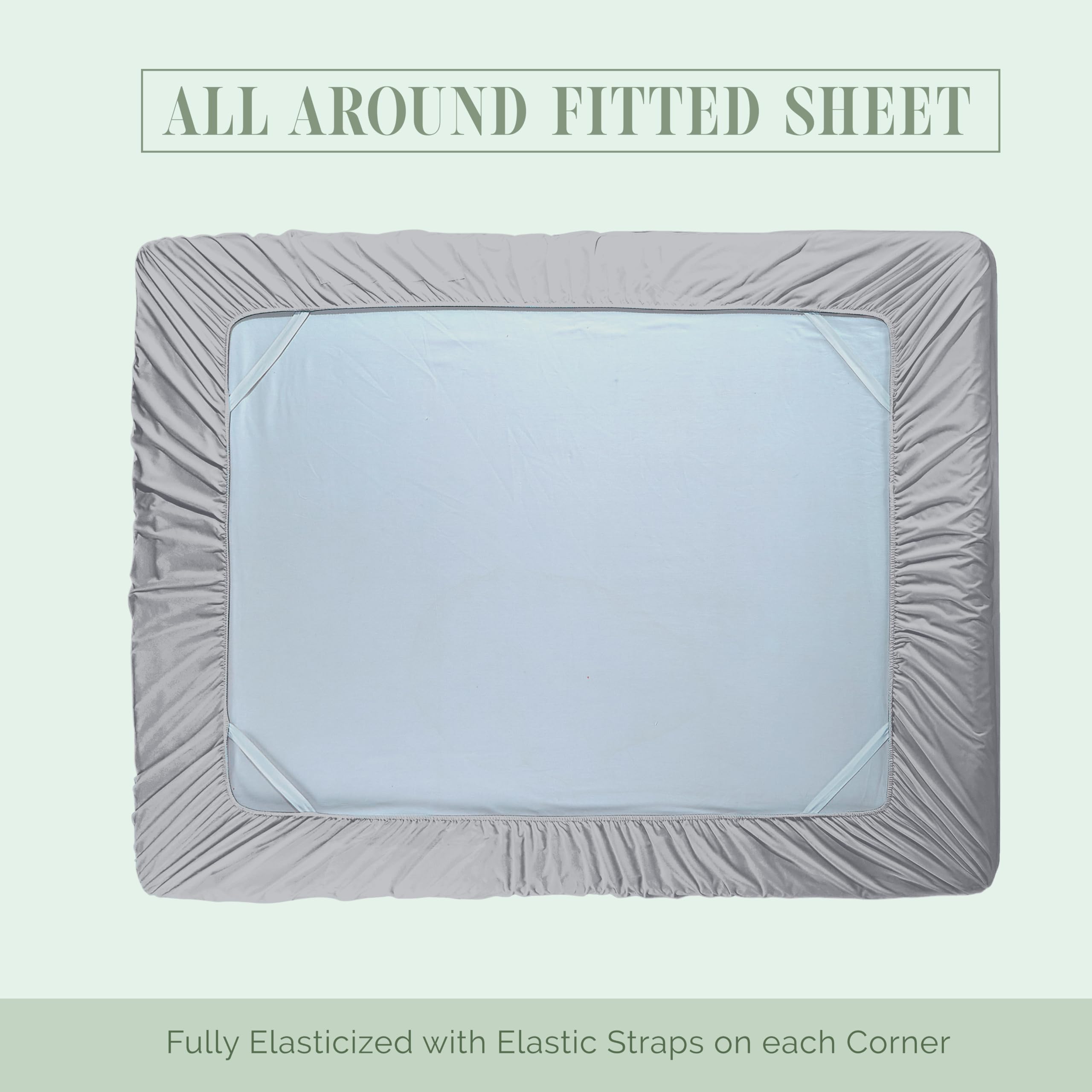 Elegant Comfort 1500 Premium Hotel Quality 18-24 Inches Deep - Extra Deep Pocket Single Fitted Sheet For High Mattress, Luxury And Softest, Smart Pocket - Wrinkle Free, King, Silver