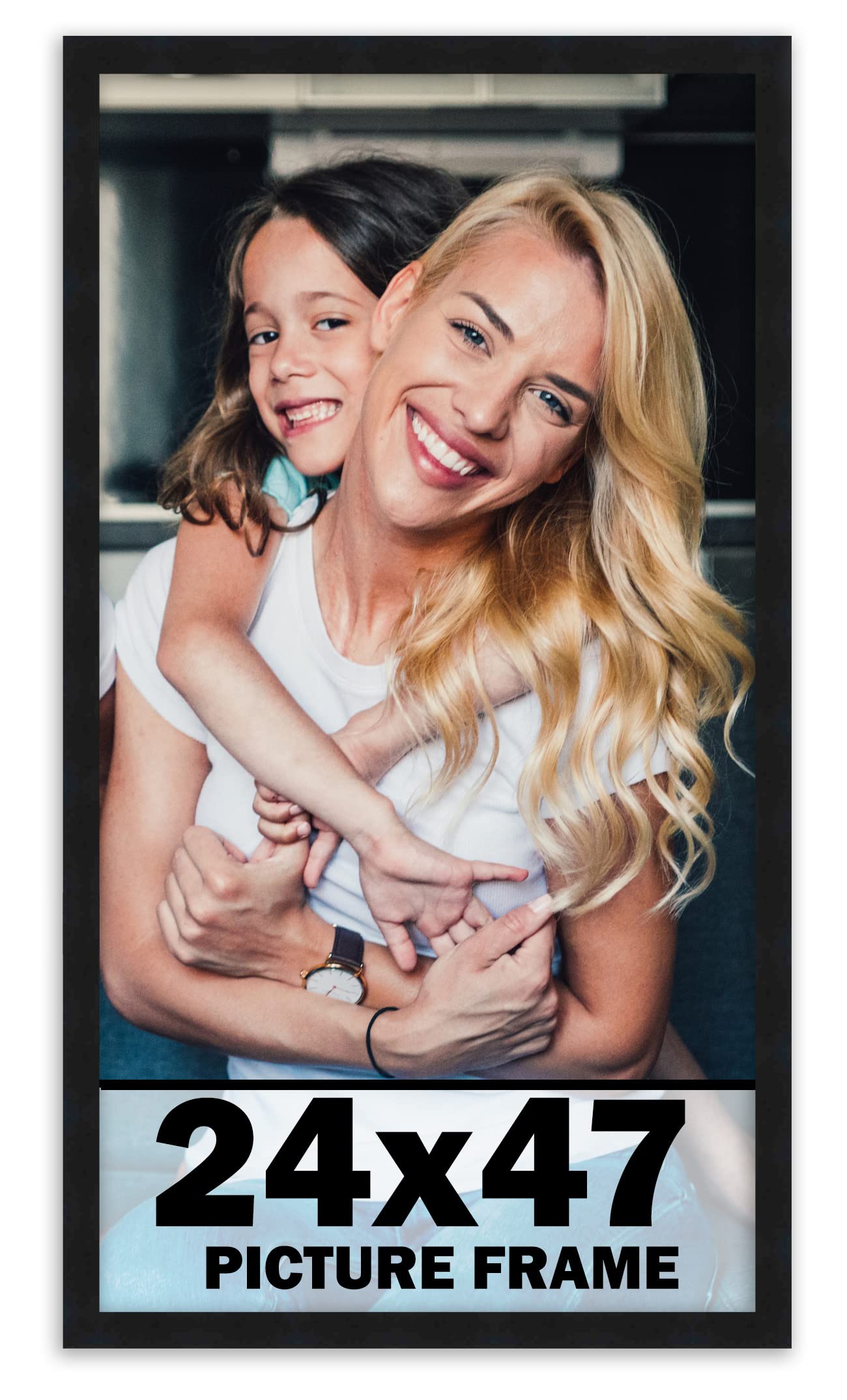 24x47 Frame Black Picture Frame - Complete Modern Photo Frame Includes UV Acrylic Shatter Guard Front, Acid Free Foam Backing Bo