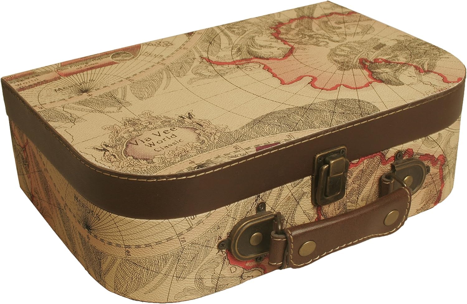 wald imports - Paperboard Suitcases -Decorative Storage Boxes - Suitcase Set for Decoration, Storage, and More (Faux Leather Map