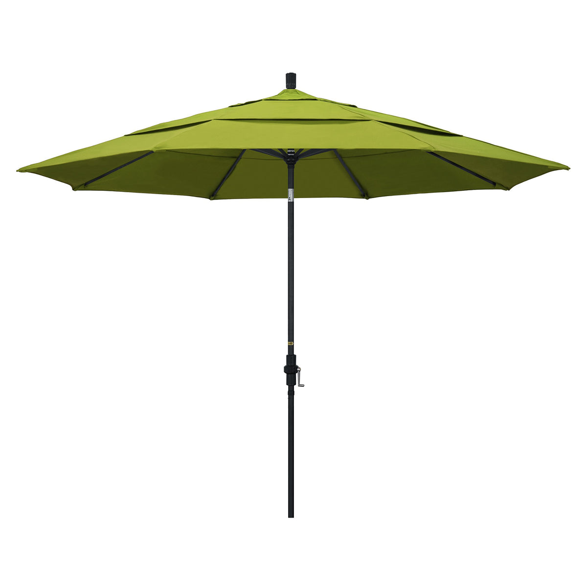 California Umbrella 11' Round Aluminum Market Umbrella, Crank Lift, Collar Tilt, Black Pole, Pacifica Ginkgo
