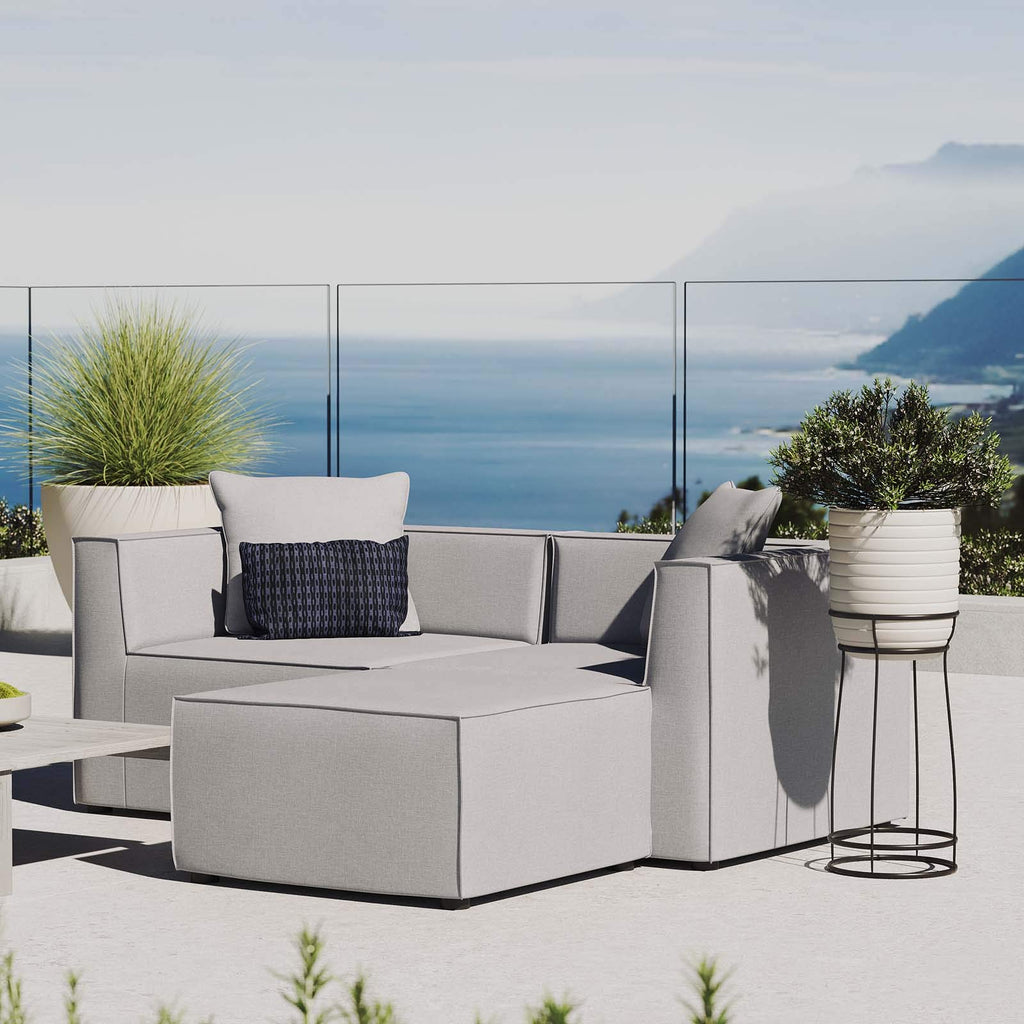 Modway Eei-4378-Gry Saybrook Patio Upholstered Loveseat And Ottoman Set In Gray,64 X 69 X 25.5
