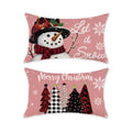 Tajwe Christmas Pillow Covers 12X20 Set Of 2 Let It Snow Snowman Christmas Trees Xmas Pink Throw Lumbar Cushion Cases For Couch