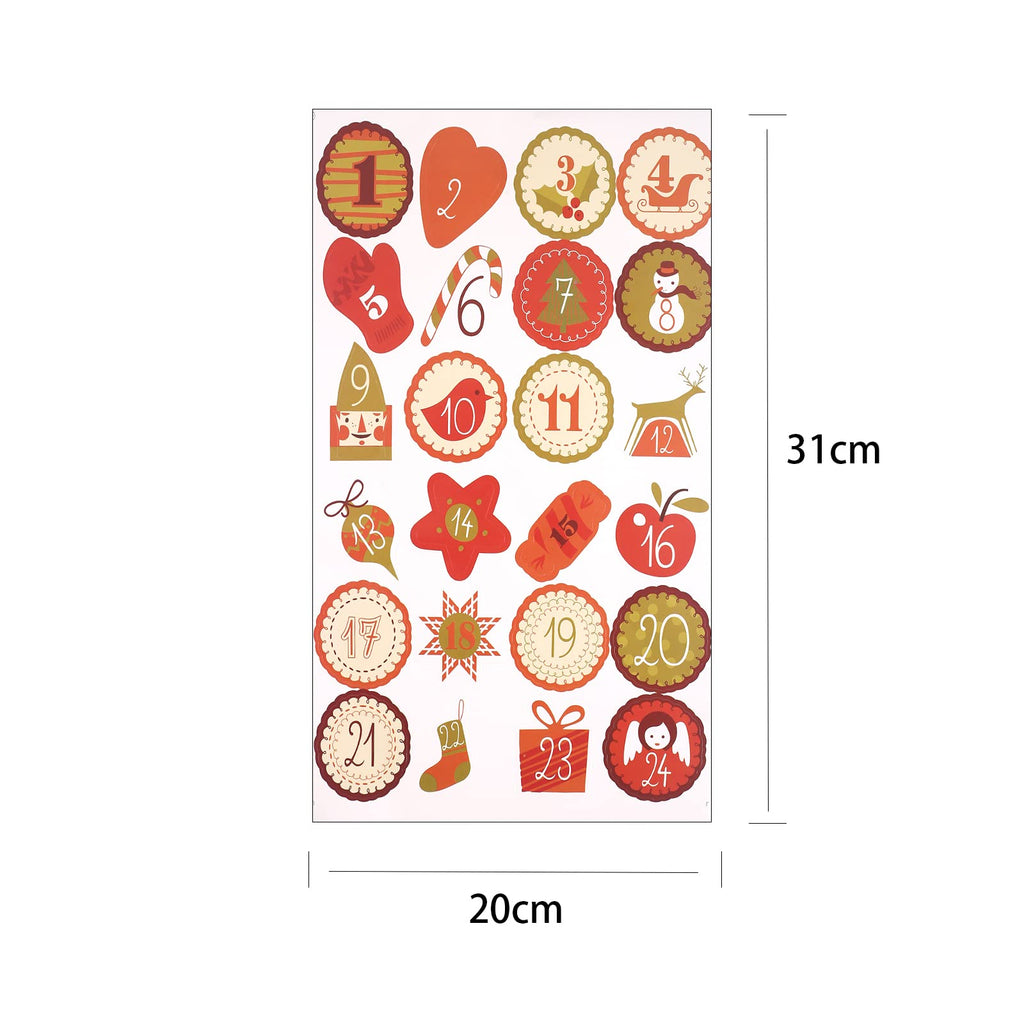 12 Sheets Advent Calendar Stickers, 1-24 Number Stickers With Christmas Theme Pattern, Christmas Stickers Suitable For Gift Seal