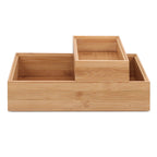 Navaris Bamboo Storage Boxes - Set Of 2 Wood Stackable Box Organizers For Bedroom, Kitchen, Bathroom, Living Room, Makeup, Jewel