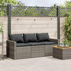 vidaXL 3 Seater Garden Sofa with Cushions PE Rattan Grey Outdoor Sofa 3 Seater Garden Sofa Four Person Garden Sofa
