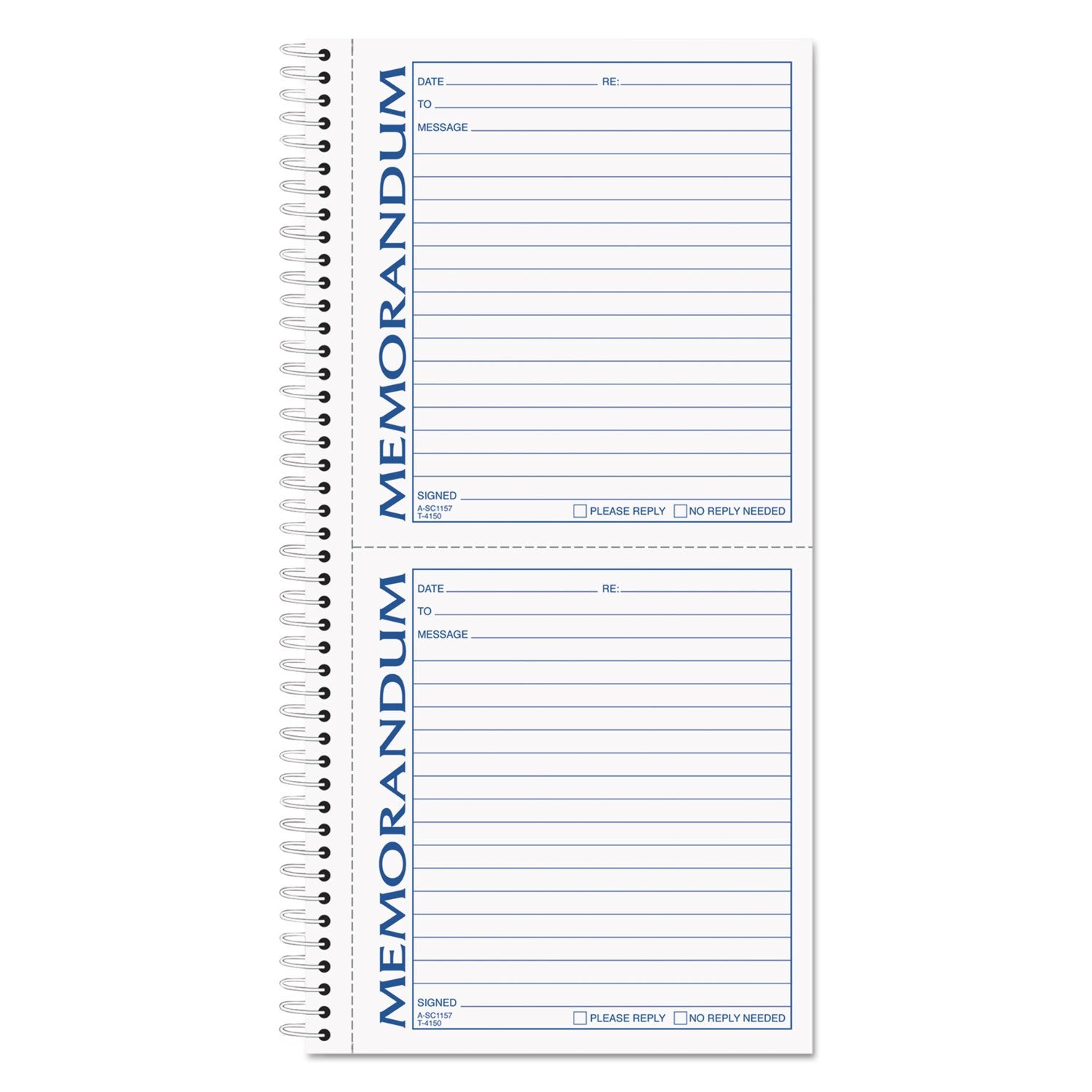 Tops Memorandum Forms Book, 2-Part, Carbonless, 2 Memos Per Page, 100 Sets Per Book (4150)