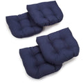 Blazing Needles Outdoor Spun Poly 19-Inch by 19-Inch by 5-Inch All Weather UV Resistant U-Shaped Cushions, Azul, Set of 4