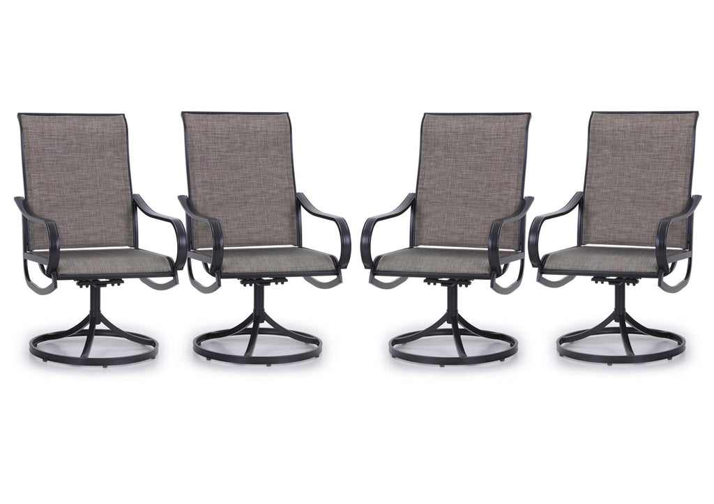 Phi Villa Patio Swivel Dining Chairs Set Of 4 Outdoor Metal Chair With Textilene Mesh Fabric, Patio Gentle Rocker Chair, Black Frame For Patio Deck Garden