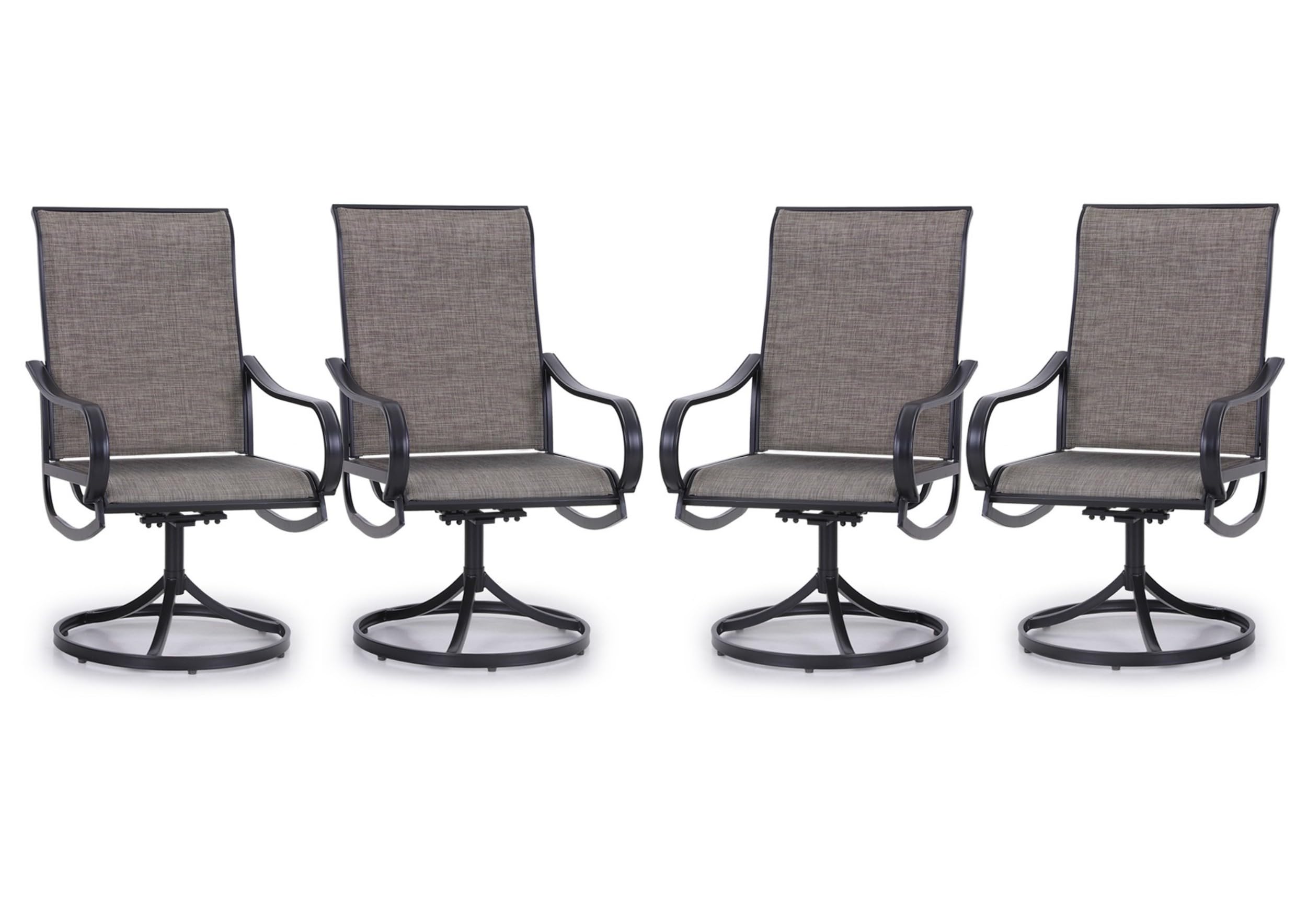 Phi Villa Patio Swivel Dining Chairs Set Of 4 Outdoor Metal Chair With Textilene Mesh Fabric, Patio Gentle Rocker Chair, Black Frame For Patio Deck Garden