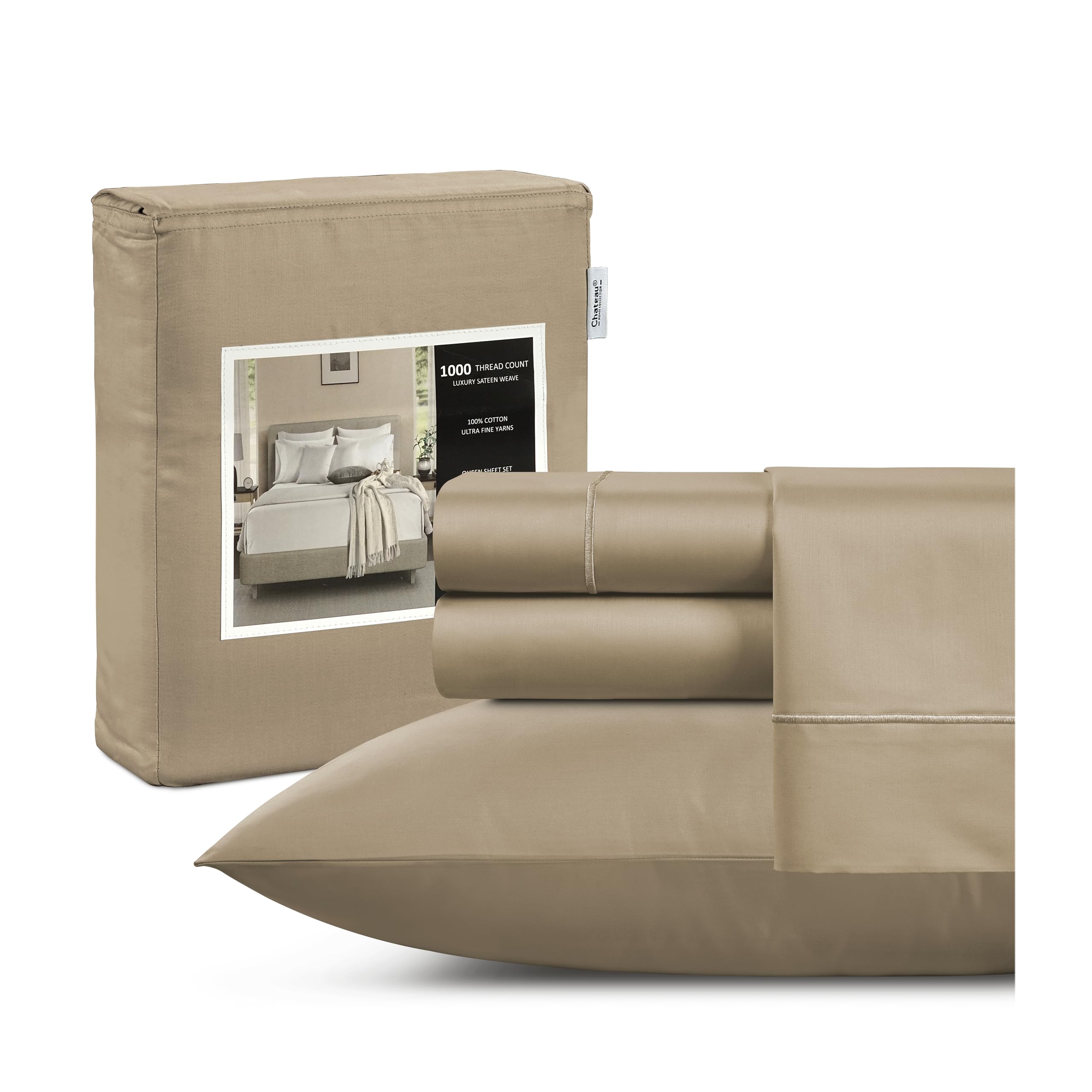 Chateau Home Collection Full Size Sheets, 100% Cotton Sheets Full Size Bed Set, Deep Pocket Full Bed Sheet & Pillowcase Sets (Fi