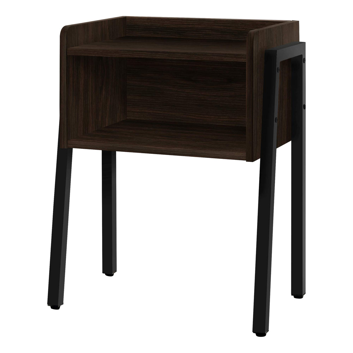 HomeRoots 23' Rectangular Espresso Accent Table with Black Metal Legs