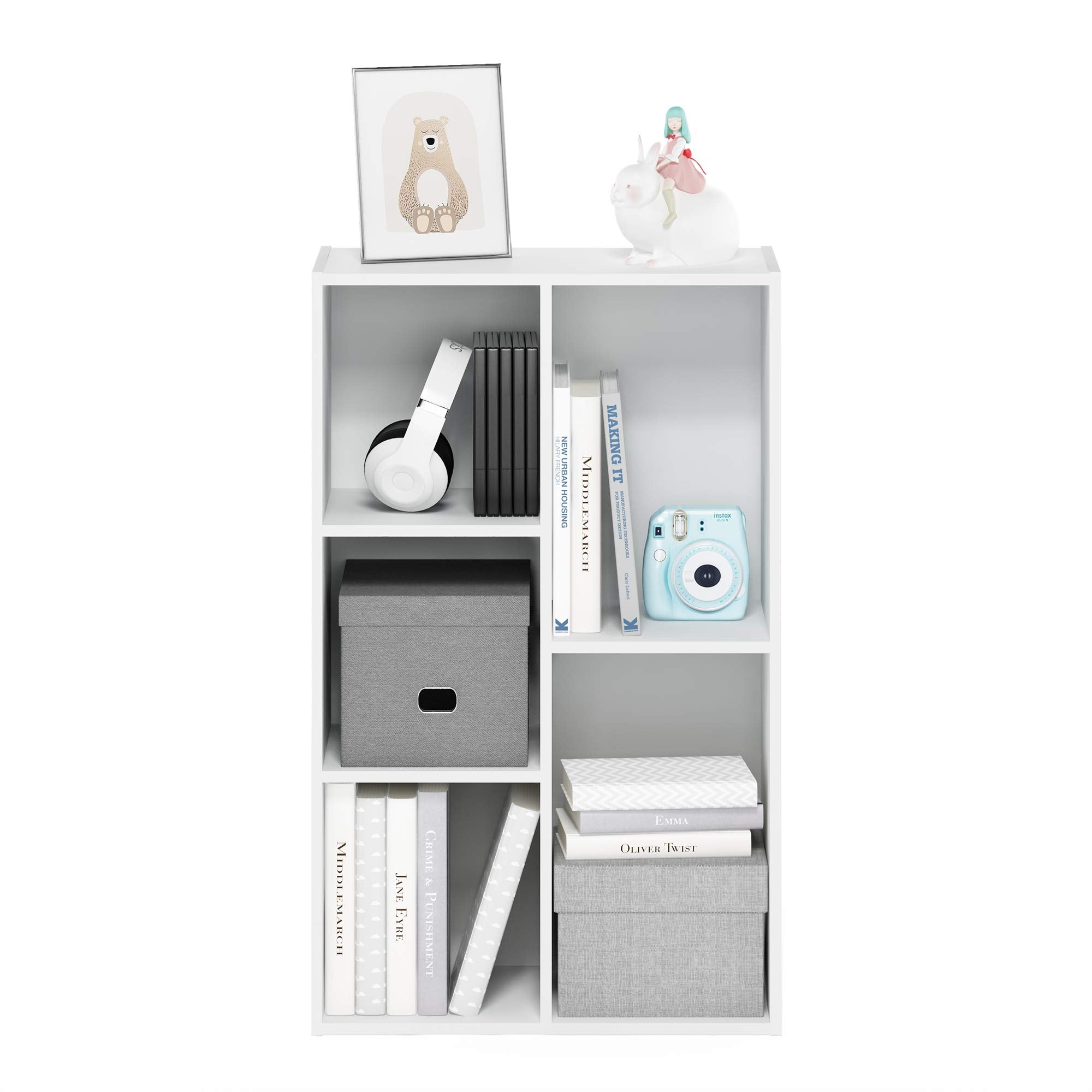 Furinno Luder Bookcase / Book / Storage , 5-Cube, White