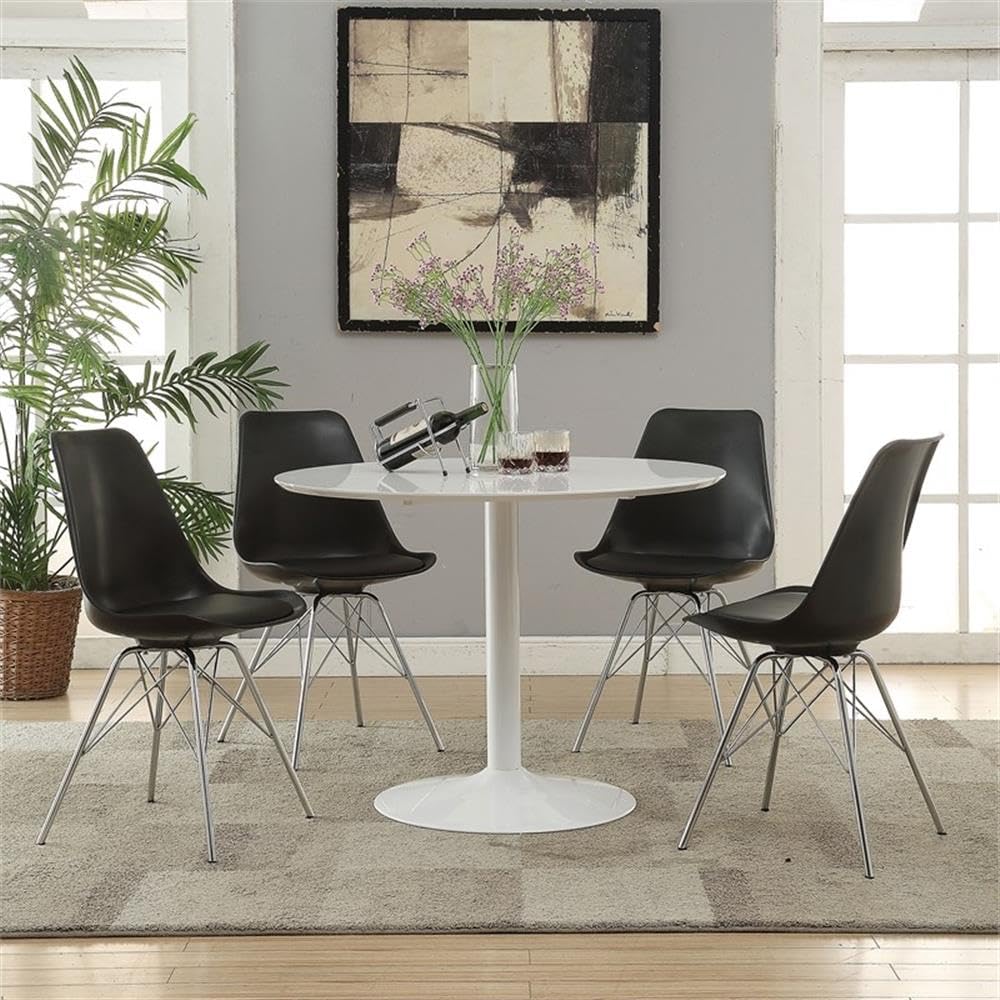 Coaster Home Furnishings Lowry 5-Piece Round Dining Table Set White and Black