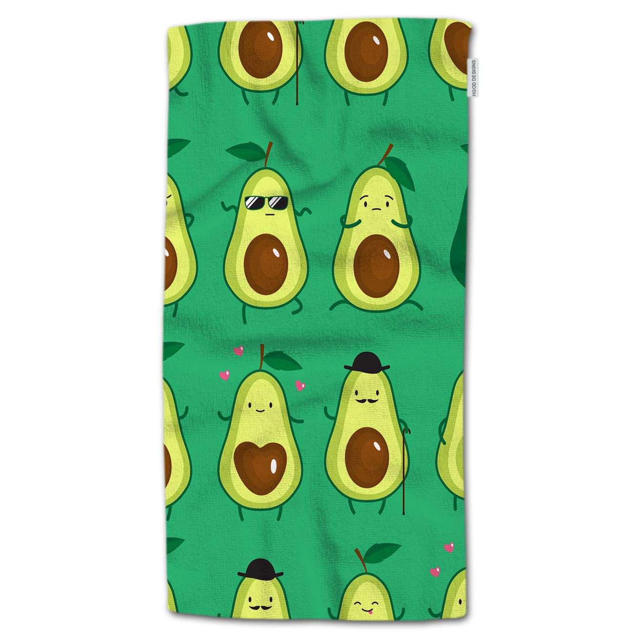 HGOD DESIGNS Avocados Hand Towels,Different Cute Green Avocados face Pattern 100% Cotton Soft Bath Hand Towels for Bathroom Kitc