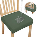Easy-Going 100% Waterproof Seat Covers For Dining Room Chairs Set Of 8, Stretch Chair Seat Slipcovers Protector Removable And Washable Kitchen Dining Chair Covers, Grayish Green