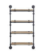 Acme Brantley Wall Rack with 4 Wooden Shelves in Oak and Sandy Black