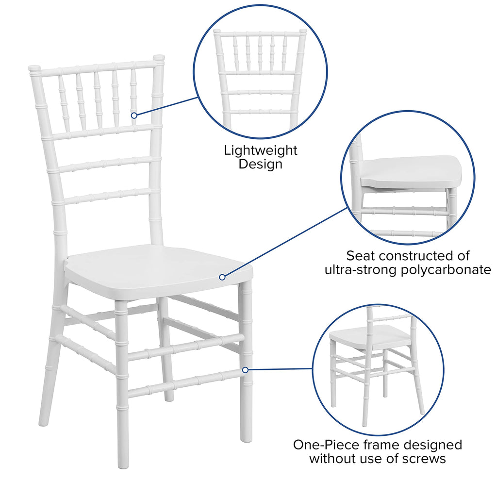 Flash Furniture HERCULES PREMIUM Series Matte White Resin Stacking Chiavari Chair