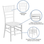 Flash Furniture HERCULES PREMIUM Series Matte White Resin Stacking Chiavari Chair