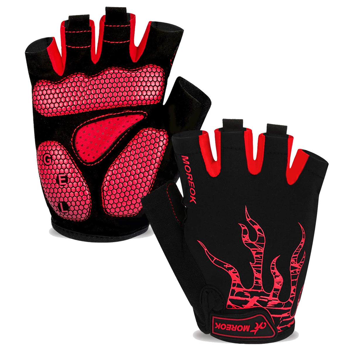 Moreok Cycling Gloves Bike Gloves For Menwomen-Breathable Anti-Slip 5Mm Gel Pad] Biking Gloves Half Finger Road Bike Mtb Bicycle