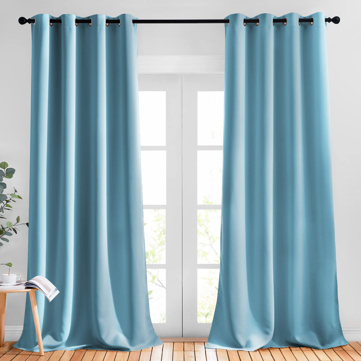 Nicetown Room Darkening Curtain Panels - (52 Inches W X 120 Inches L, Teal Blue, 2 Panels) Toddler Boy Bedroom Drapes With Gromm