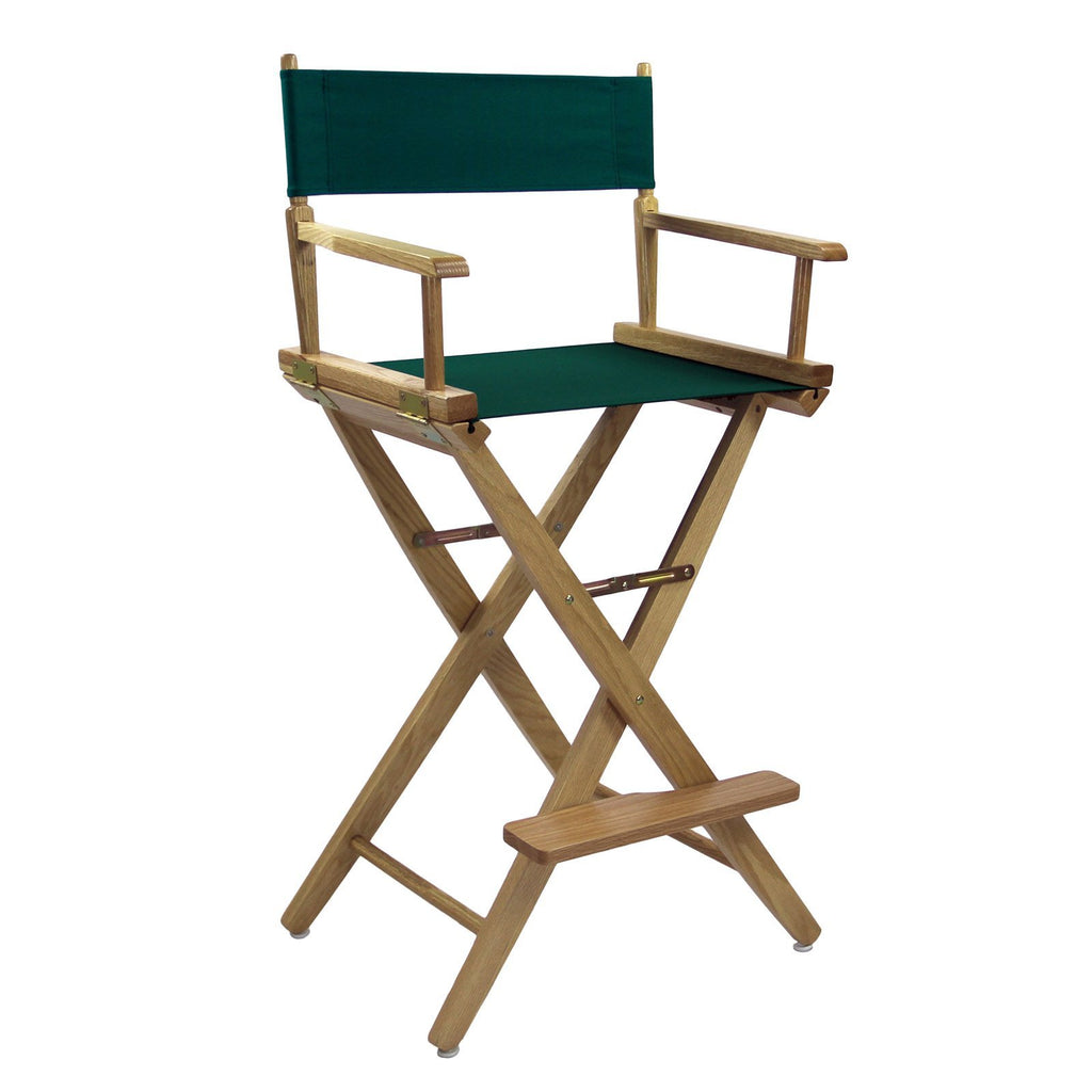 Yu Shan American Trails Extra-Wide 30-inch Premium American Oak Bar-Height Directors Chair Natural Frame/Royal Blue Canvas Natural Finish