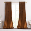 Roslynwood Luxury Soft Brown Velvet Curtains Rod Pocket Window Panels Room Darkening Curtains Energy Efficient Thick Curtain Dra
