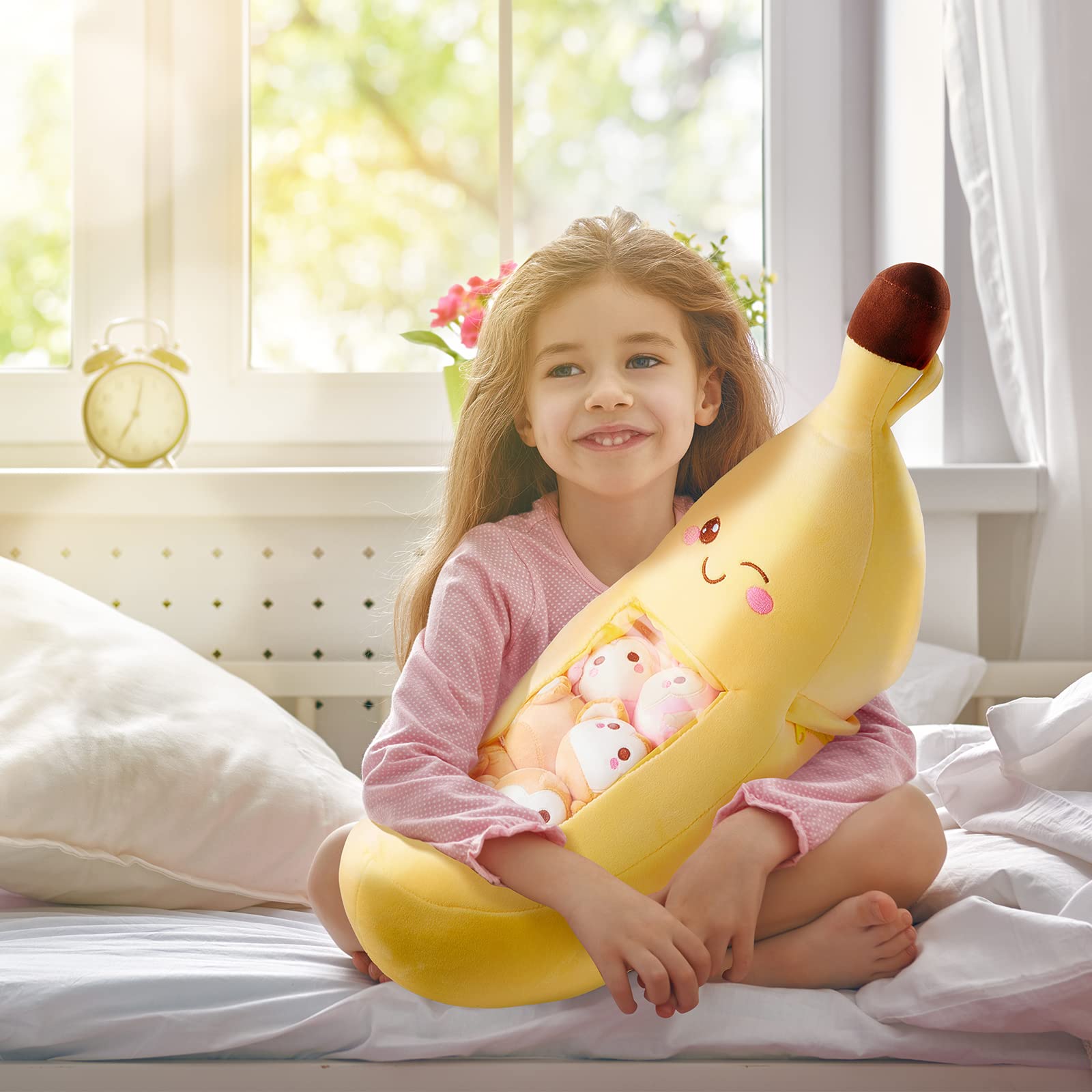 Cute Throw Pillow Stuffed Banana Toys Kawaii Banana Plush Avocado Stuffed Animal Carrot Removable Fluffy Creative Gifts Cat Paw