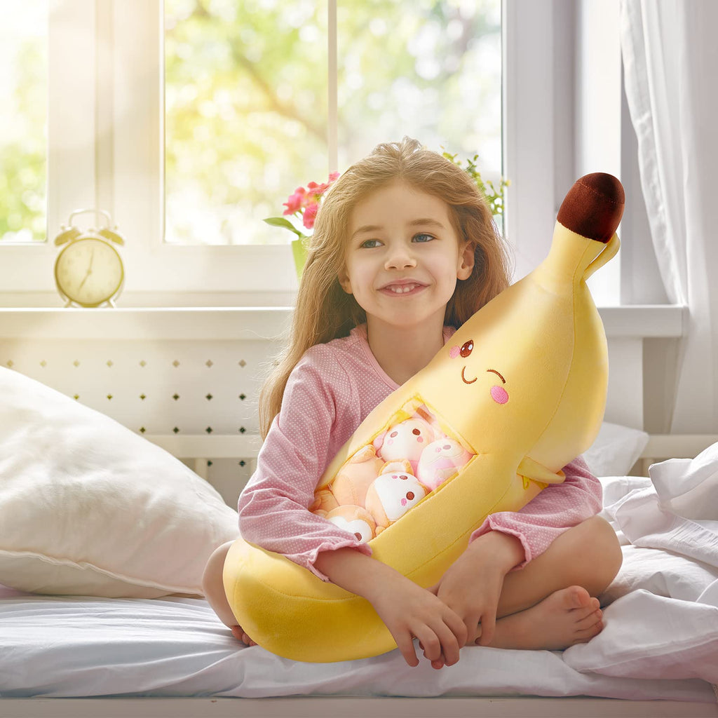 Cute Throw Pillow Stuffed Banana Toys Kawaii Banana Plush Avocado Stuffed Animal Carrot Removable Fluffy Creative Gifts Cat Paw