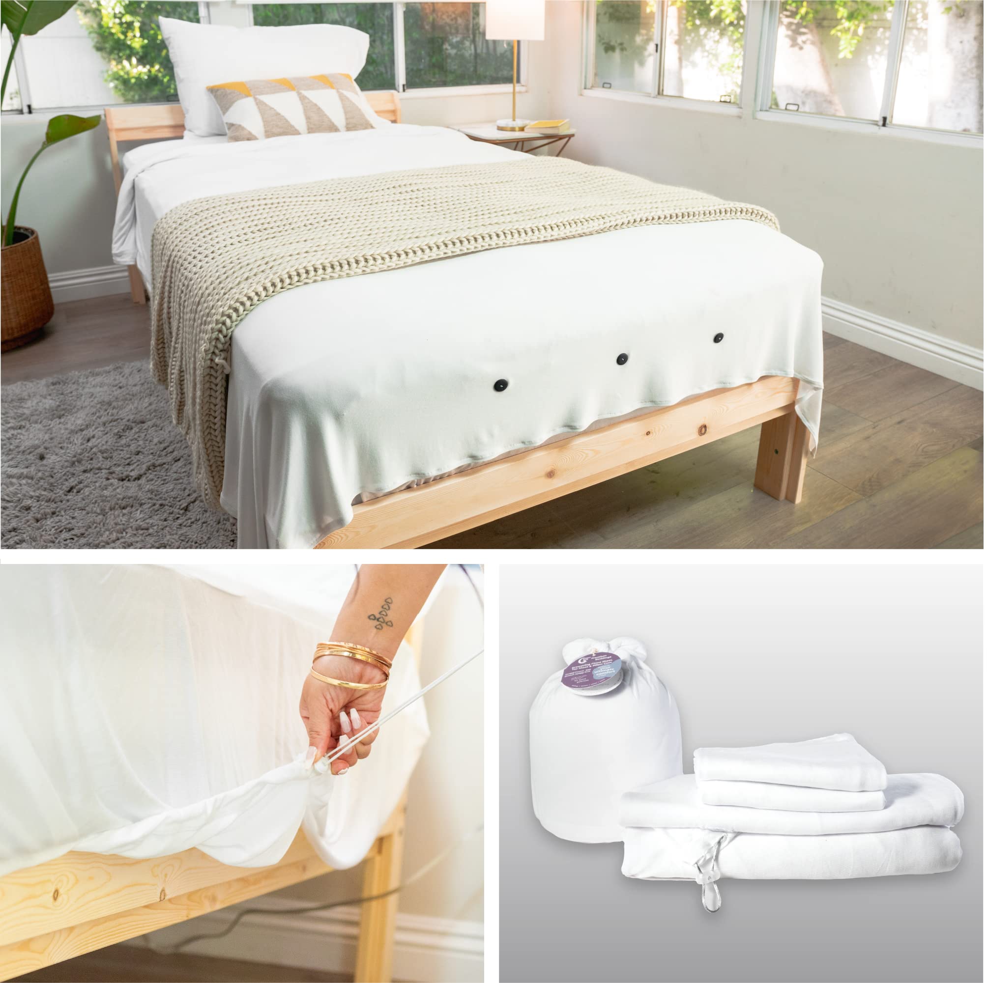 Prestagon Twin Size Fitted Sheet & Top Sheet - Premium Tencel Eucalyptus Lyocell Sheets for Kids & Young Adults - Softer Than Si