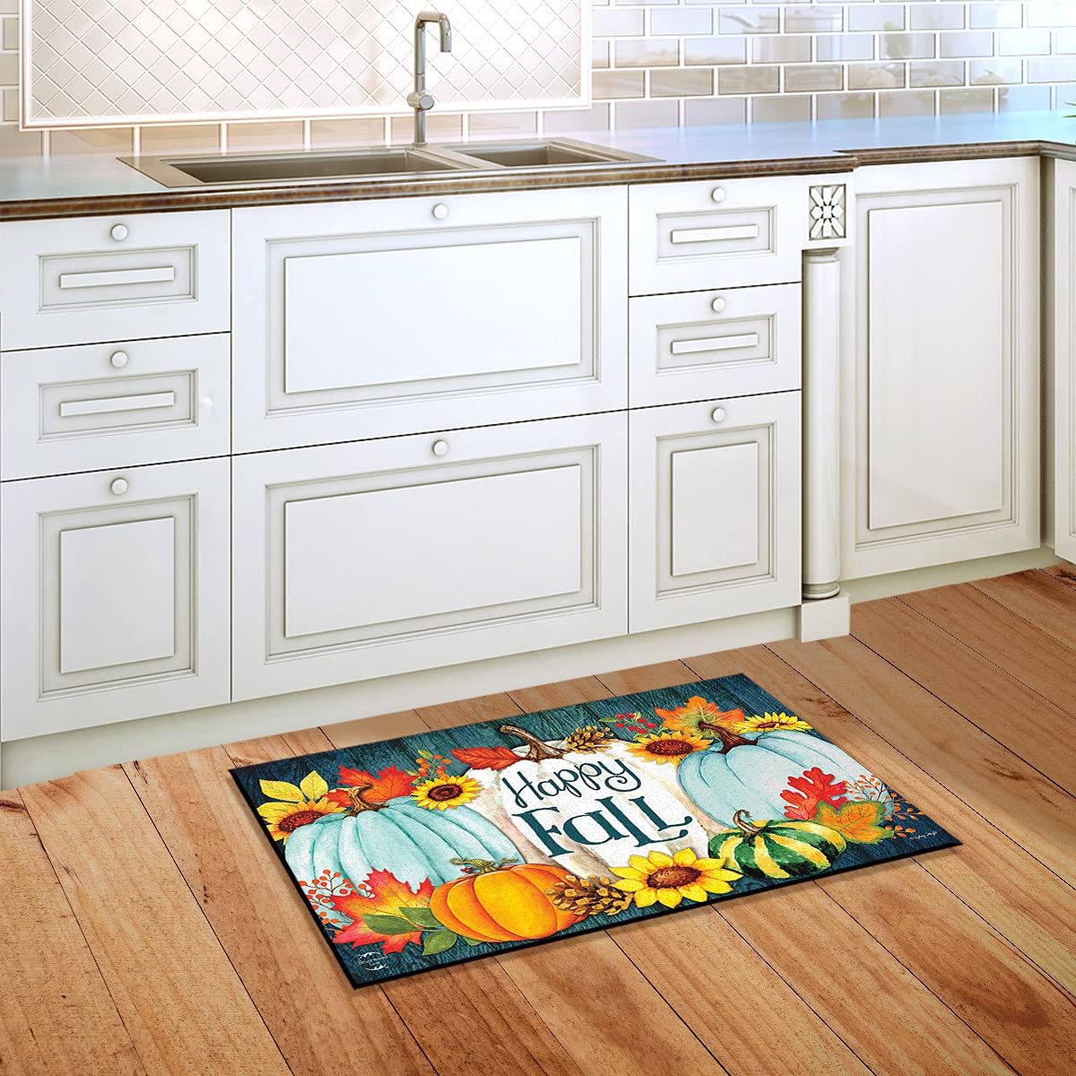 Briarwood Lane Happy Fall Pumpkins Primitive Doormat Autumn Leaves Indoor Outdoor 30' X 18'