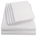 Queen Sheets Pinstripe White - 6 Piece 1500 Supreme Collection Fine Brushed Microfiber Deep Pocket Queen Sheet Set Bedding - 2 E