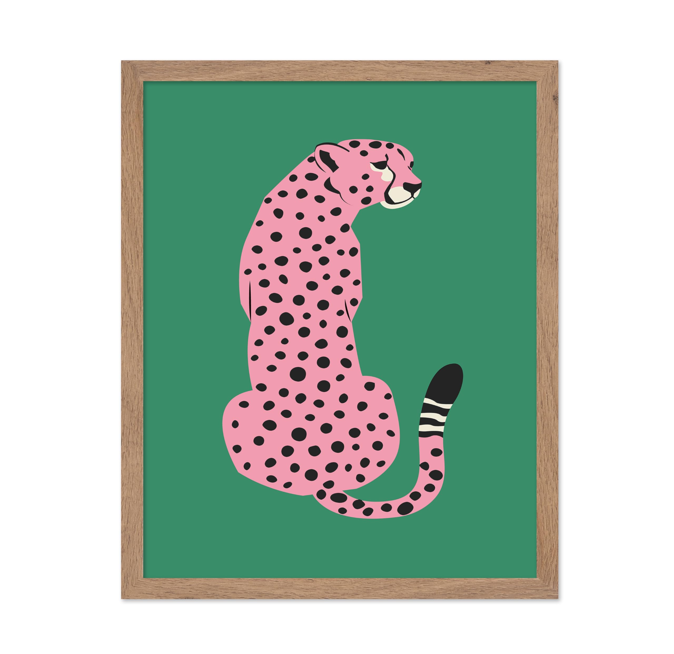 Poster Master Vintage Illustration Poster - Retro Minimalist Print - Gift for Girl, Friend - The Stare, Pink Cheetah, Leopard, A