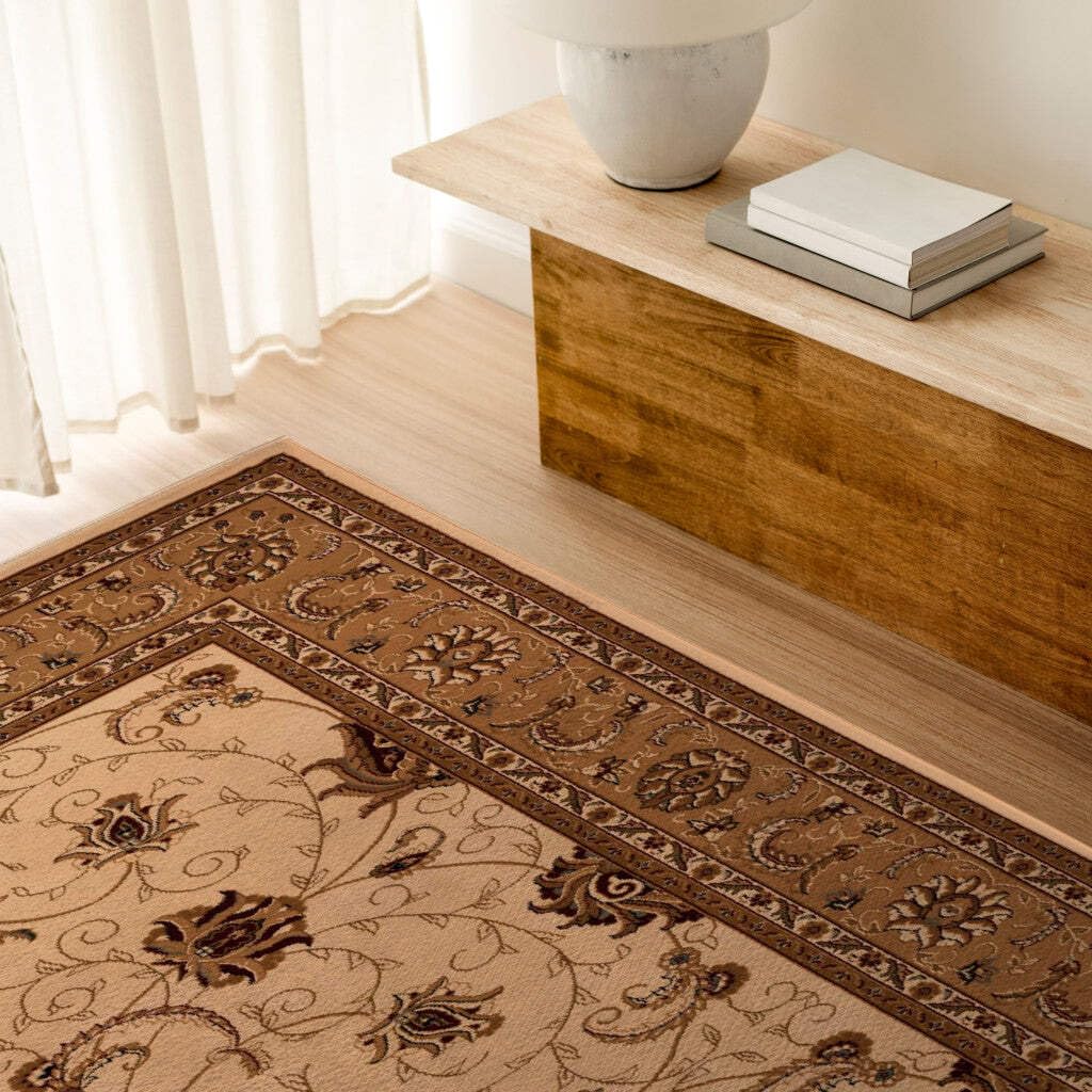 HomeRoots 528836 10 x 13 in. Oriental Non Skid Area Rug Cream