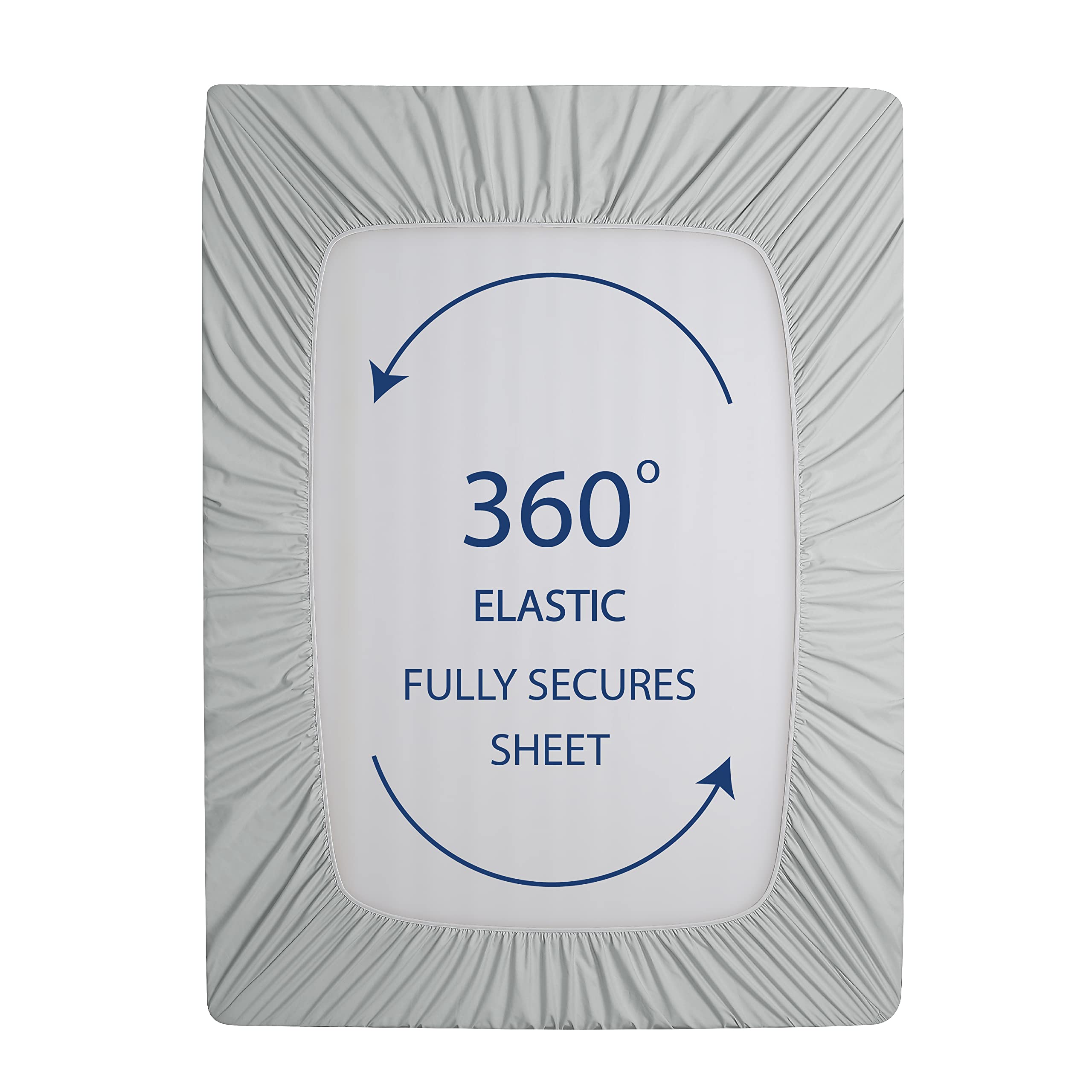 Cathay Home Twin Fitted Sheet - Double Brushed Ultra Soft - Wrinkle & Fade Resistant - 21' Extra Deep Pocket Fitted Sheet Only - Good Fit For 19'-23' Deep Mattress (Twin, Light Gray)