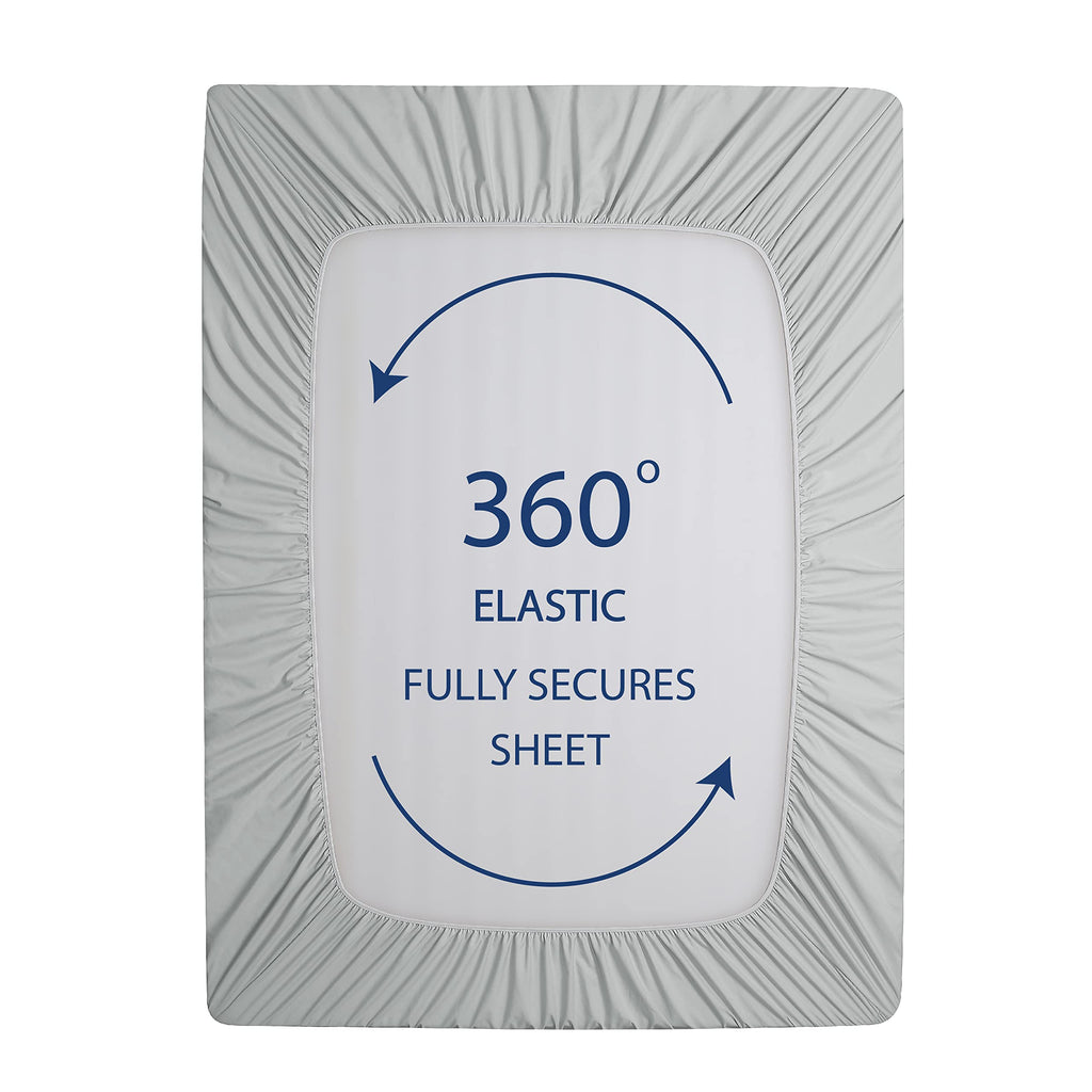 Cathay Home Full Fitted Sheet - Double Brushed Ultra Soft - Wrinkle & Fade Resistant - 21' Extra Deep Pocket Fitted Sheet Only - Good Fit For 19'-23' Deep Mattress (Full, Light Gray)