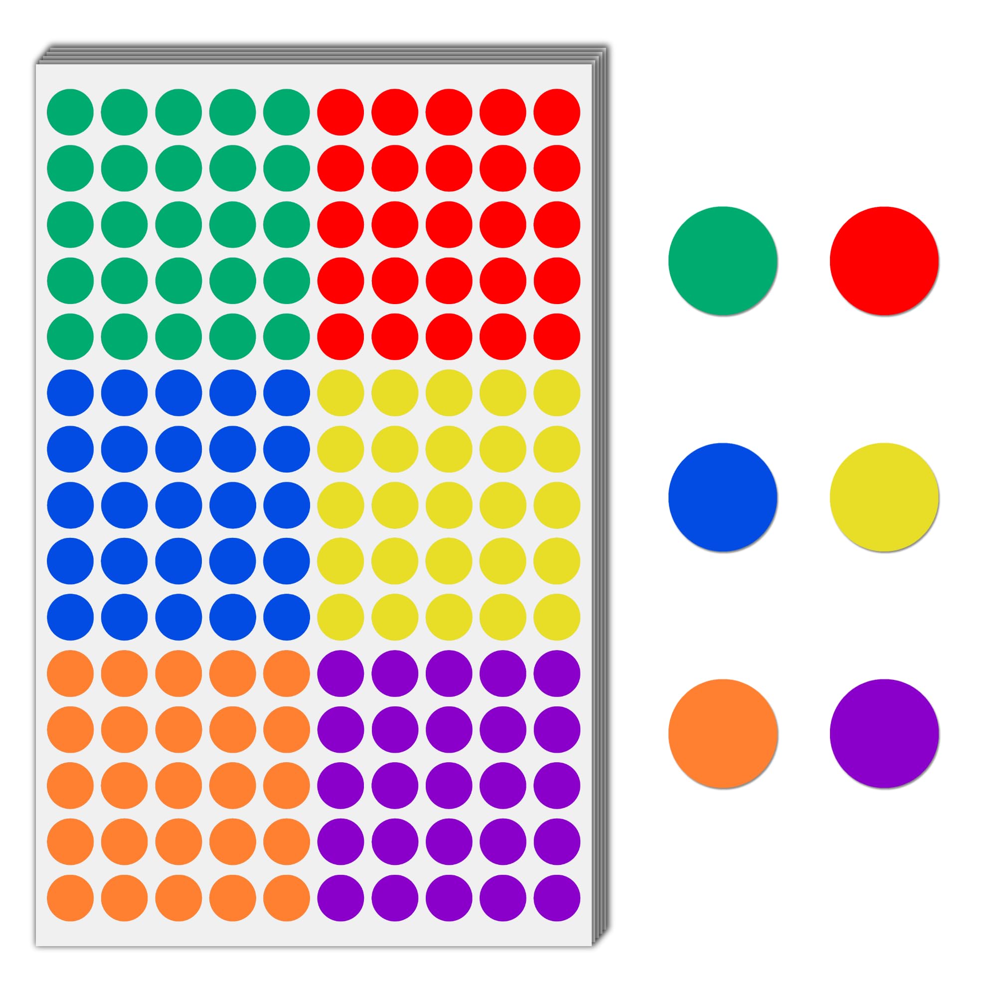 3000 Pieces, 1/2 Inch - Colored Dot Stickers, Small Round Circle Labels - 6 Colors