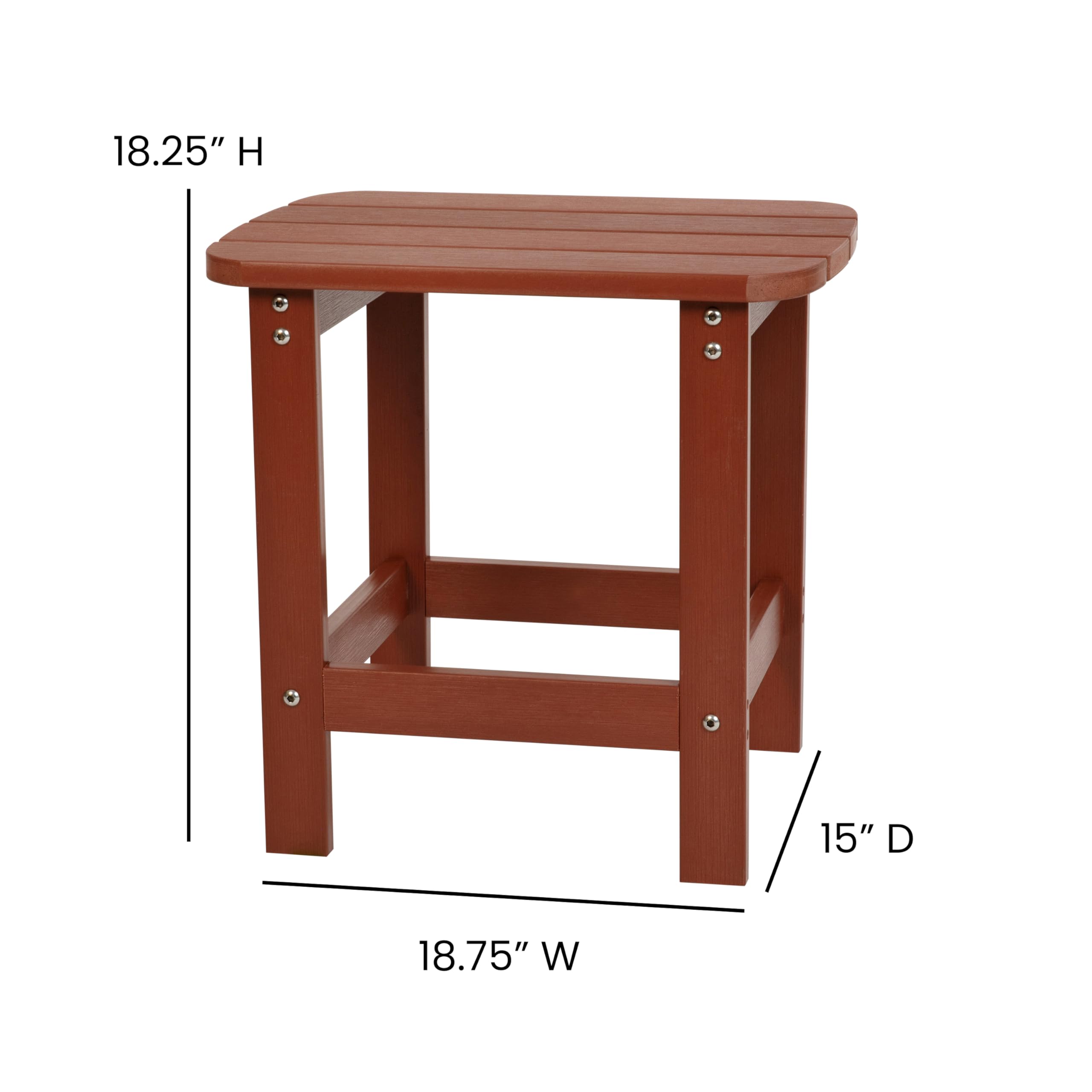 Flash Furniture Charlestown Tiered Commercial Poly Resin Adirondack Side Table - Red - All-Weather - Indoor/Outdoor