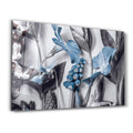 DesignSkinz Designers Collection Glass Wall Art for Living Room, Bedroom, Office, Study, Shelf (22x14inch)  Pastel Blue Flower