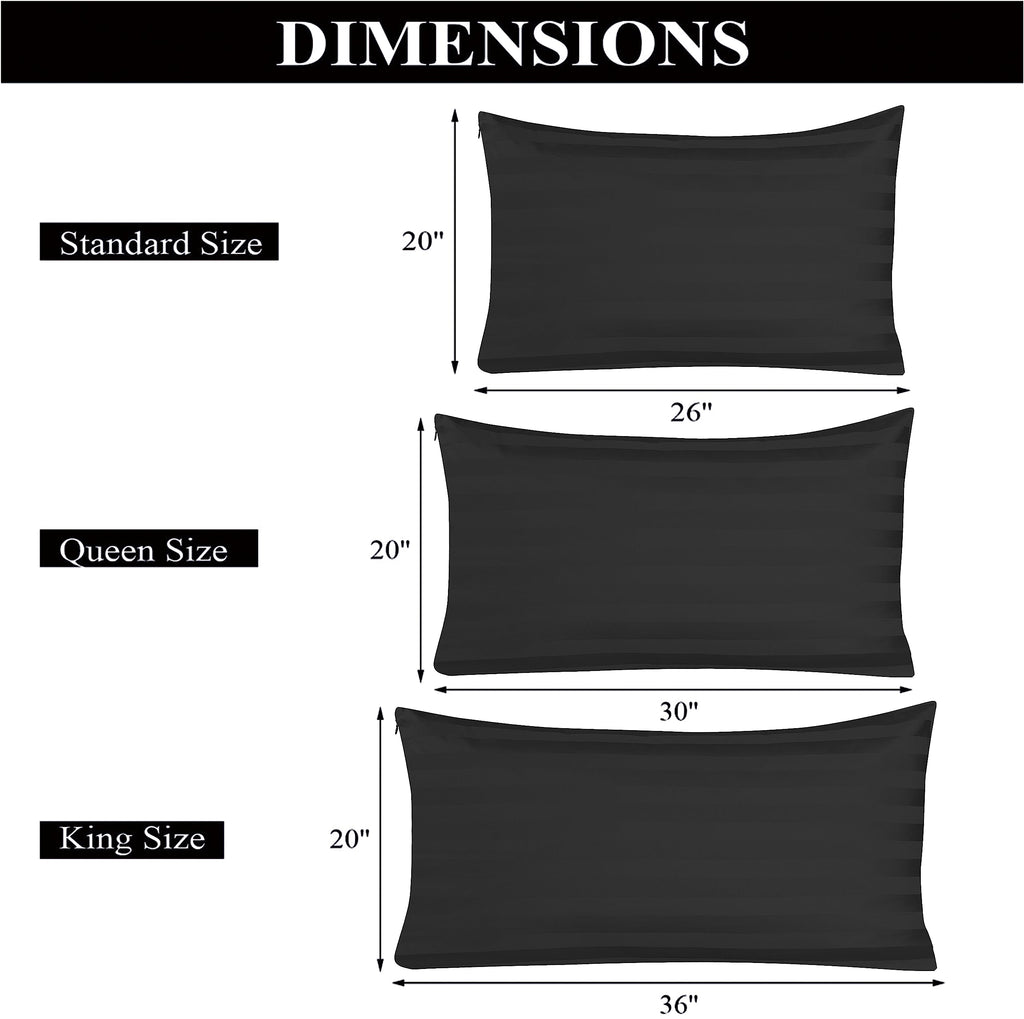 100% Egyptian Cotton Pillow Protectors Set Of 2, 600 Thread Count Standard Size Bed Pillow Cases With Zipper, Sateen Weave Cooli