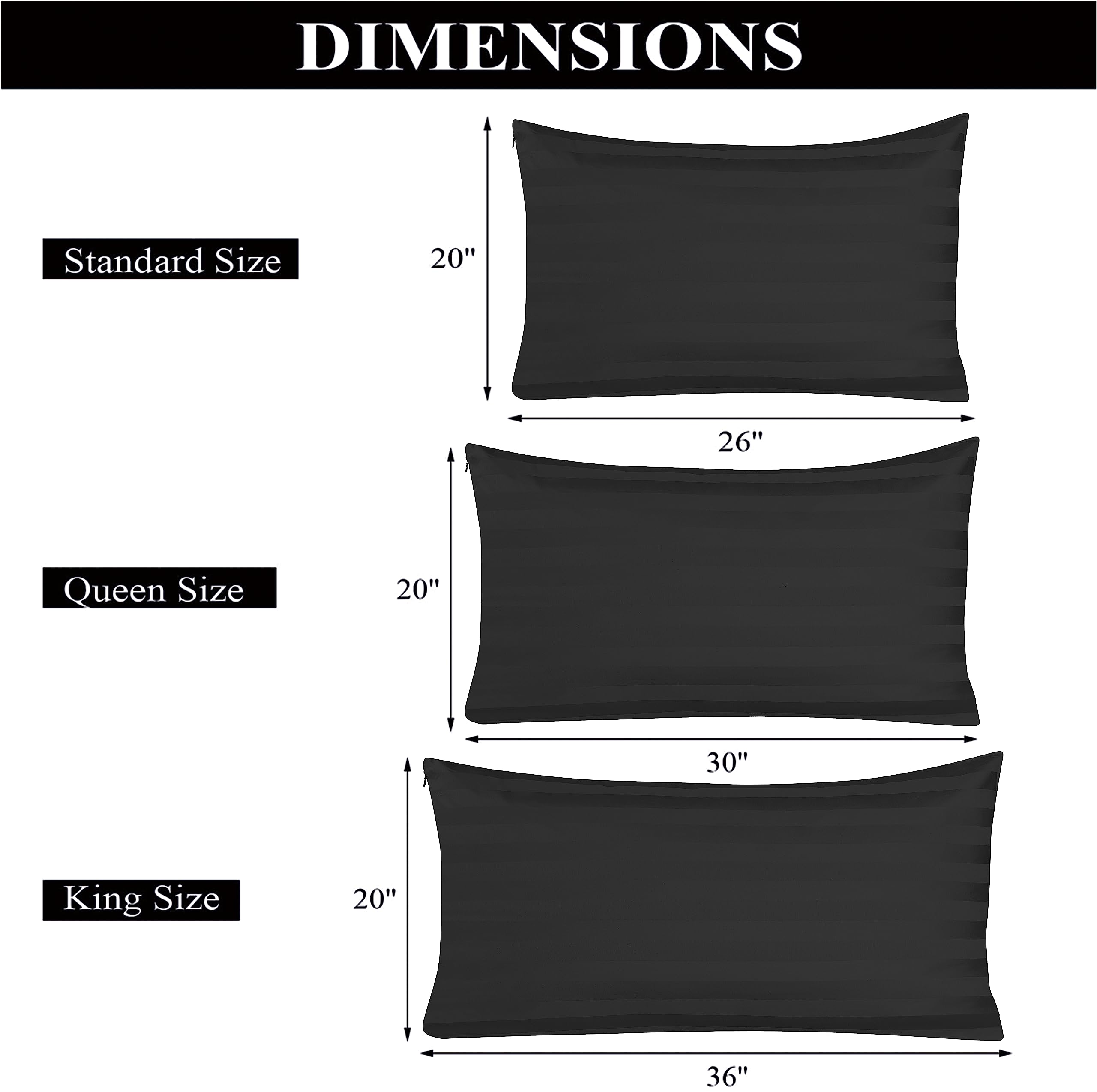 100% Egyptian Cotton Pillow Protectors Set Of 2, 600 Thread Count Standard Size Bed Pillow Cases With Zipper, Sateen Weave Cooli