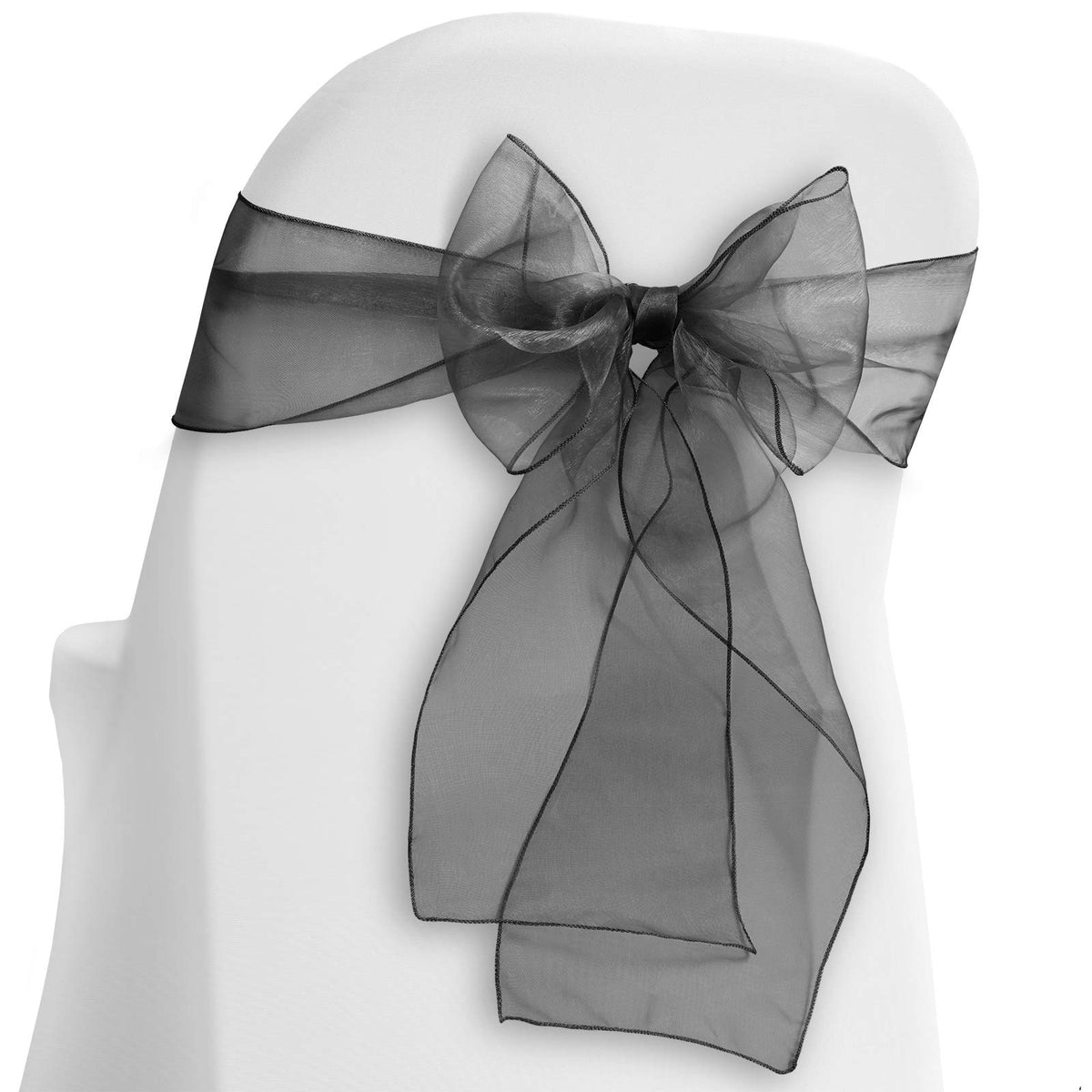 Lann'S Linens - 10 Elegant Organza Wedding/Party Chair Cover Sashes/Bows - Ribbon Tie Back Sash - Black